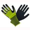 Amarillo 10t Fluorescencia guantes revestidos de látex